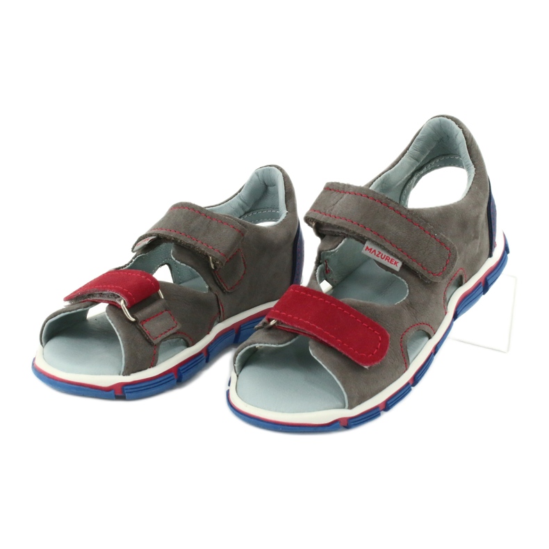 Mazurek Lederjungen mit grau-roten Ledersandalen 314 2