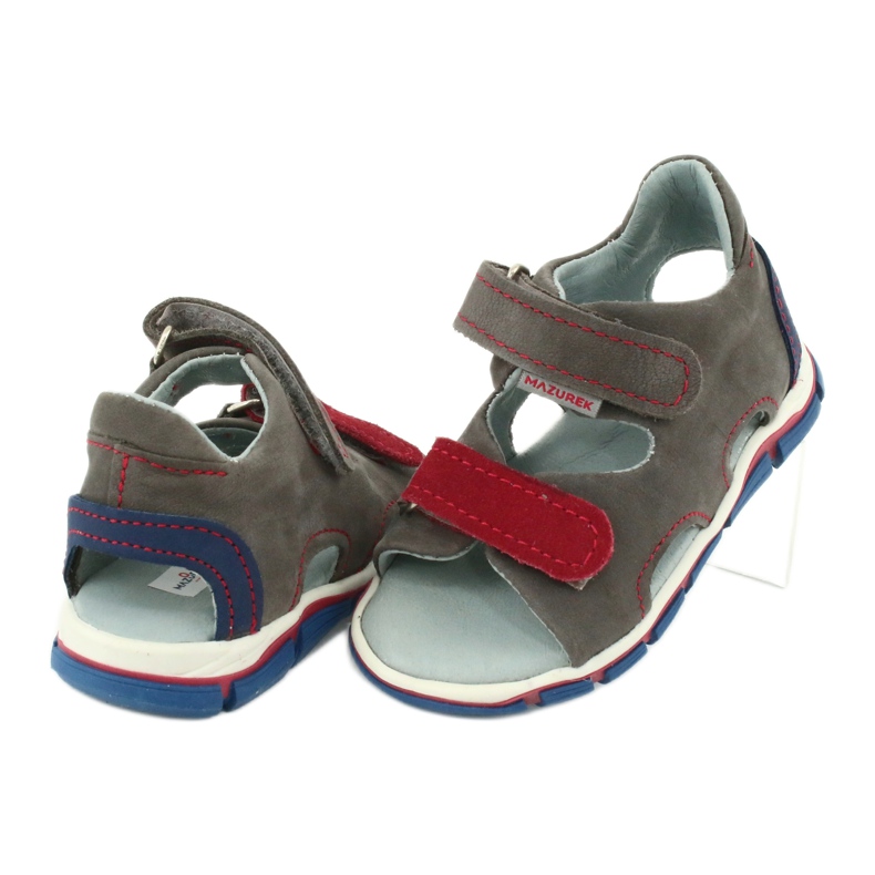 Mazurek Lederjungen mit grau-roten Ledersandalen 314 3