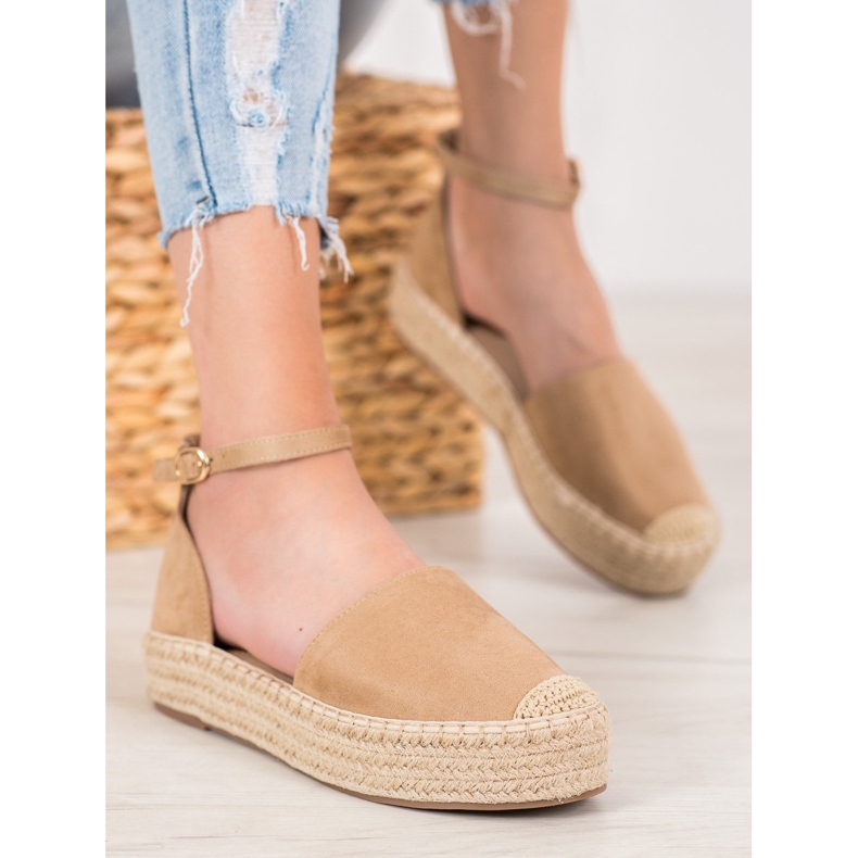 SHELOVET Espadrilles mit Schnalle braun 1
