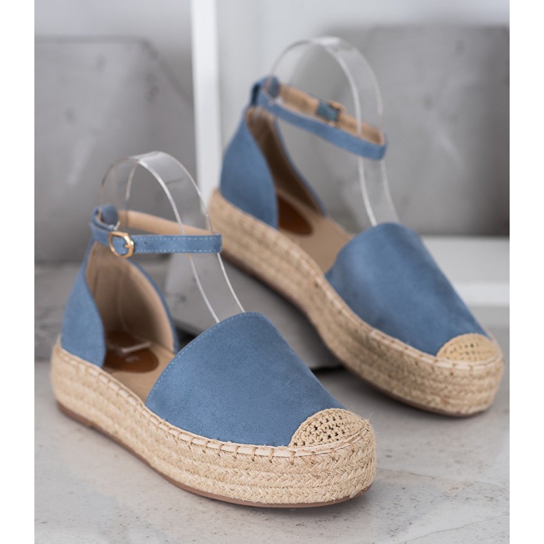 SHELOVET Espadrilles mit Schnalle blau 2