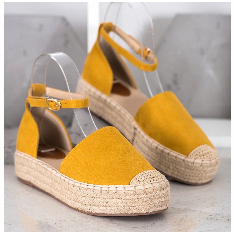 SHELOVET Espadrilles mit Schnalle gelb 2
