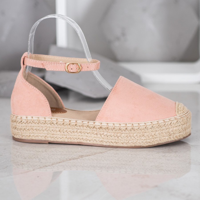 SHELOVET Espadrilles mit Schnalle rosa 2