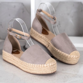 SHELOVET Espadrilles mit Schnalle grau 2