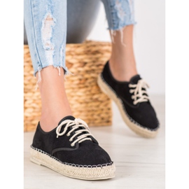 SHELOVET Espadrilles aus Wildleder schwarz 1