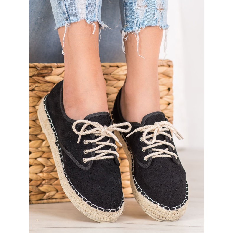 SHELOVET Espadrilles aus Wildleder schwarz 2