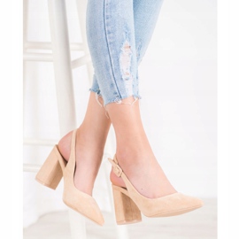 Comer Klassische Pumps mit offenem Absatz beige 1