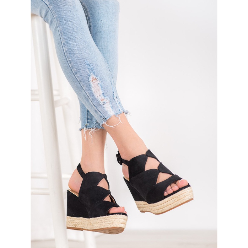 Small Swan Modische Keilsandalen schwarz 1