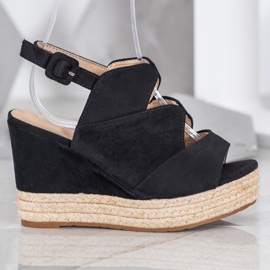 Small Swan Modische Keilsandalen schwarz 2