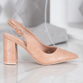 Comer Klassische Pumps mit offenem Absatz beige 2