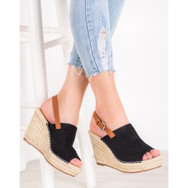 Small Swan Modische Wildledersandalen schwarz 2