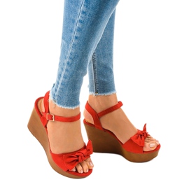 Rote Keilsandalen aus Wildleder HY8542 1