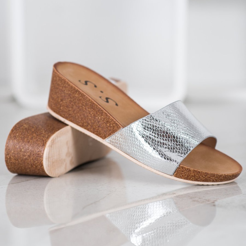 Small Swan Hausschuhe aus Öko-Leder grau 1