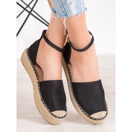 SHELOVET Espadrilles mit Schnalle schwarz 1