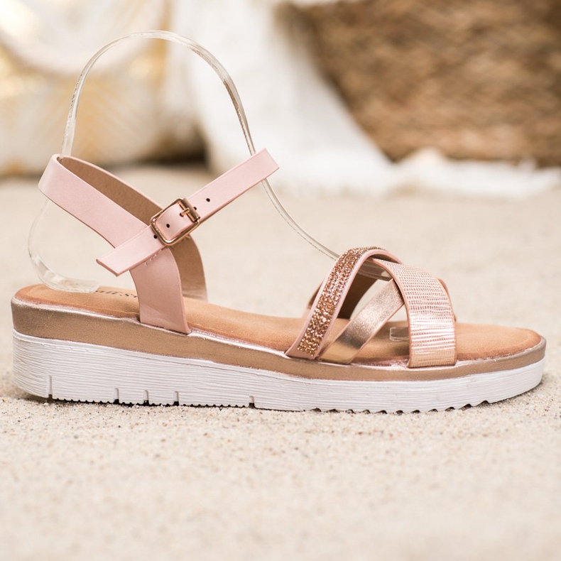 Small Swan Bequeme Sandalen mit Zirkonia gelb 2