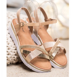 Small Swan Bequeme Sandalen mit Zirkonia golden 1