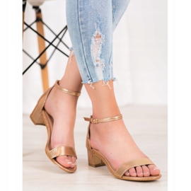 Small Swan Sandalen aus glänzendem Öko-Leder golden 1