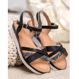 Small Swan Sandalen mit niedrigem Keil schwarz 2