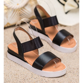 SHELOVET Schwarze Sandalen auf der Plattform 1