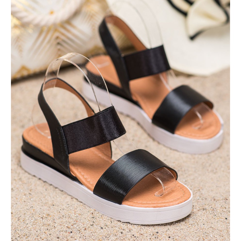 SHELOVET Schwarze Sandalen auf der Plattform 1