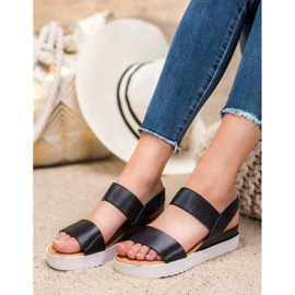 SHELOVET Schwarze Sandalen auf der Plattform 2