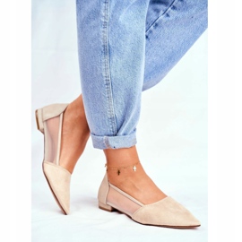 EVE Damen Ballerinas mit Mesh Wildleder Beige Fibe 1