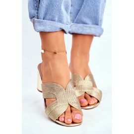 S.Barski Damen Hausschuhe auf der Ferse Slip Gold Guest golden 2