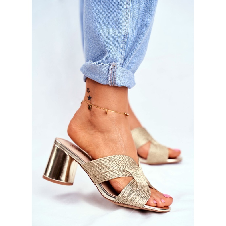 S.Barski Damen Hausschuhe auf der Ferse Slip Gold Guest golden 1