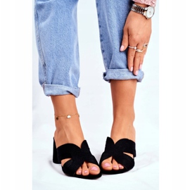 S.Barski Damen Hausschuhe mit Absatz Slip Black Guest schwarz 1