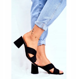 S.Barski Damen Hausschuhe mit Absatz Slip Black Guest schwarz 2