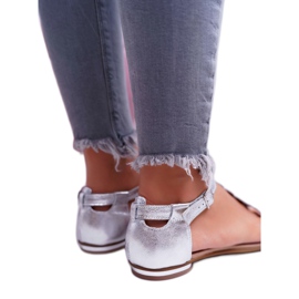 Damen Sandalen Flaches Leder Silber Nicole 2403 Melbourne grau 3