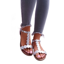 Damen Sandalen Flaches Leder Silber Nicole 2403 Melbourne grau 1