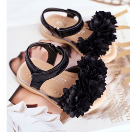 FRROCK Kindersandalen mit Klettverschluss Leuchtend Schwarz Milena 1