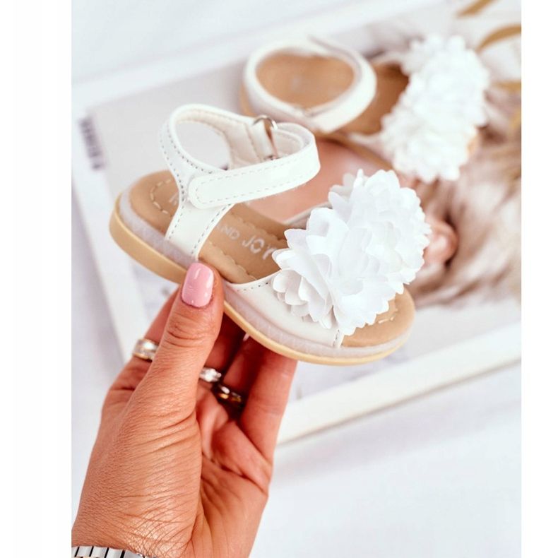 FRROCK Kindersandalen mit Klettverschluss Weiß leuchtend Milena 1