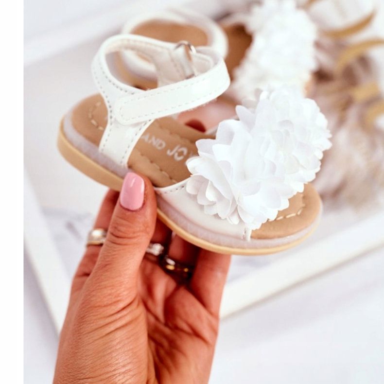 FRROCK Kindersandalen mit Klettverschluss Weiß leuchtend Milena 2