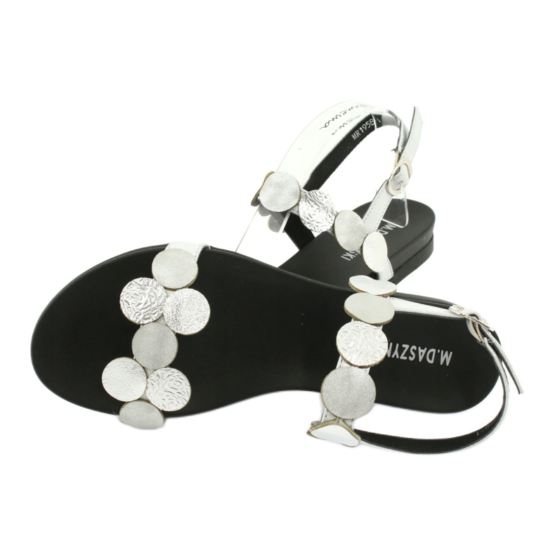 M.Daszyński Daszyński MR1958-1 silberne Sandalen mit Kreisen 3
