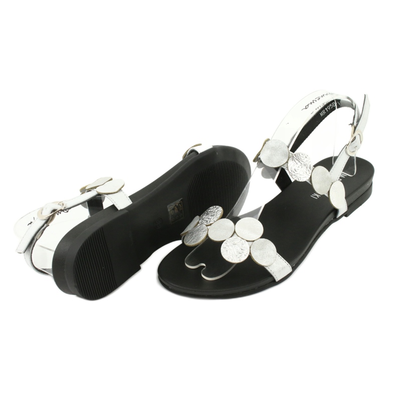 M.Daszyński Daszyński MR1958-1 silberne Sandalen mit Kreisen 2