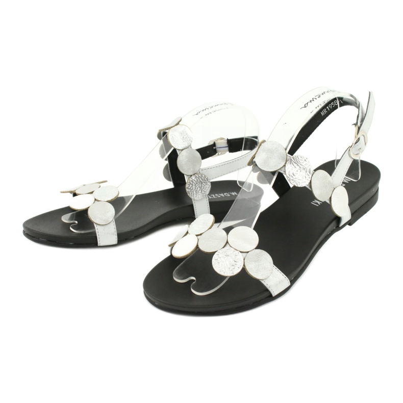 M.Daszyński Daszyński MR1958-1 silberne Sandalen mit Kreisen 1