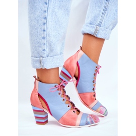 Damenstiefel mit Absatz Leder Maciejka Frühling 03938-15 blau rosa 2