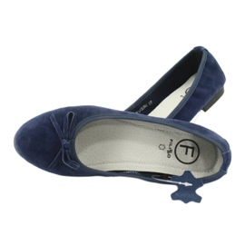 Filippo Marineblaue Lederballerinas mit Schleife DP1231 / 20 4