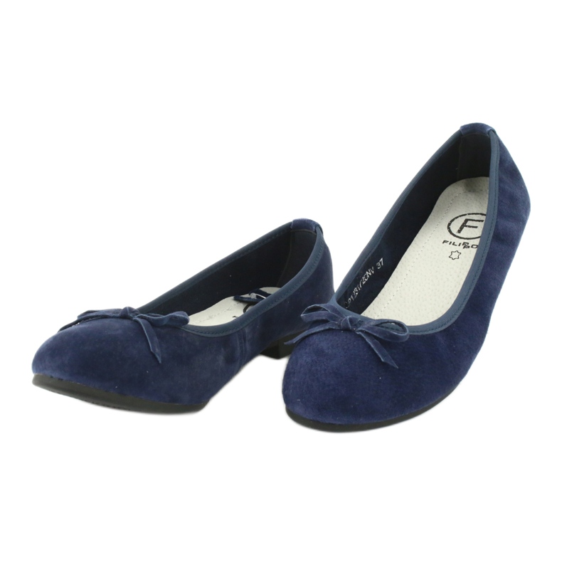 Filippo Marineblaue Lederballerinas mit Schleife DP1231 / 20 2