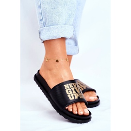 ADY Damen Hausschuhe Never Give Up2 Gold Schwarz 1