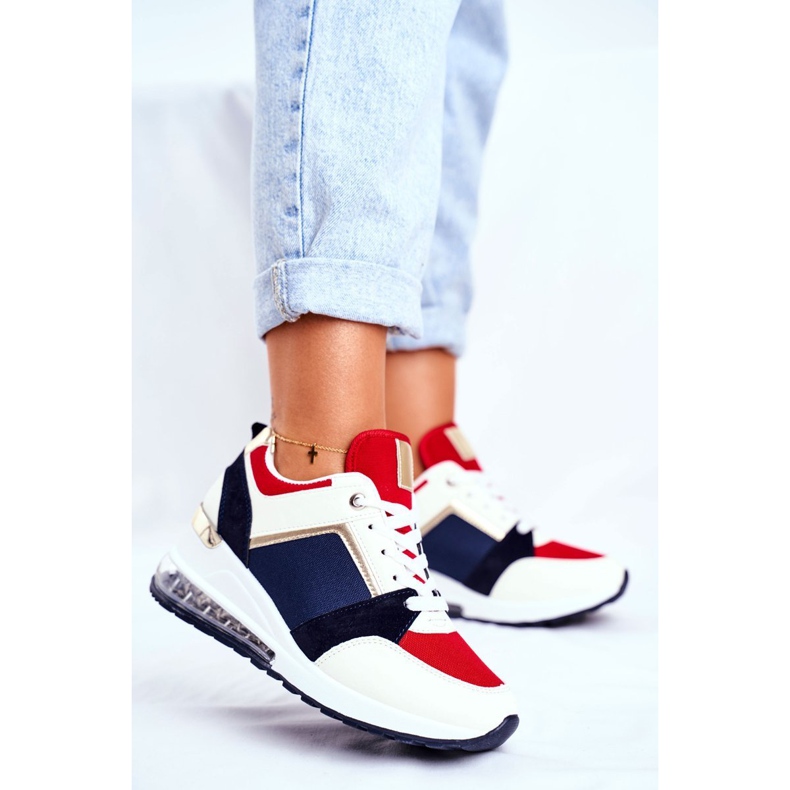 ADY Damen Sport Sneakers Red Sparks beige rot marineblau mehrfarbig 1