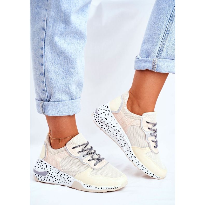 Damen Sportschuhe Hidden Wedge Beige Pinky 1