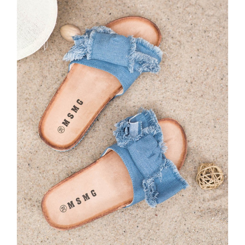 SHELOVET Textil Hausschuhe blau 1