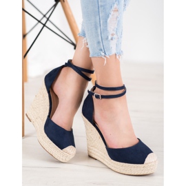 SHELOVET Hohe Espadrilles auf dem Keil navy blau 2