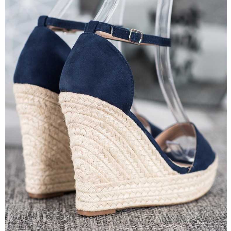 SHELOVET Sexy Keilsandaletten blau 1