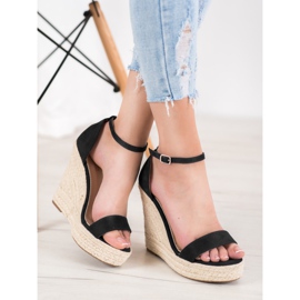 SHELOVET Sexy Keilsandaletten schwarz 1