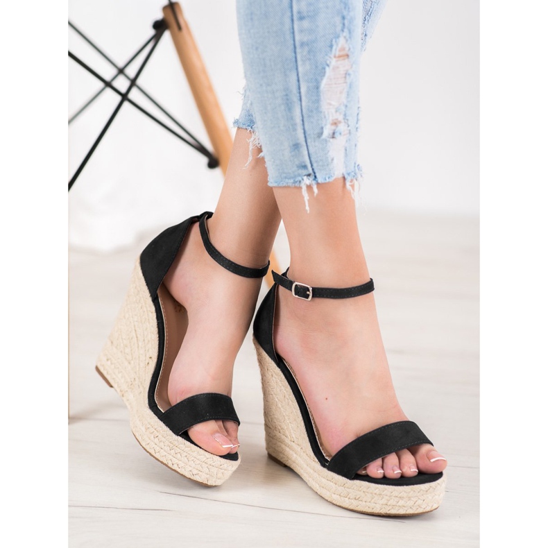 SHELOVET Sexy Keilsandaletten schwarz 1