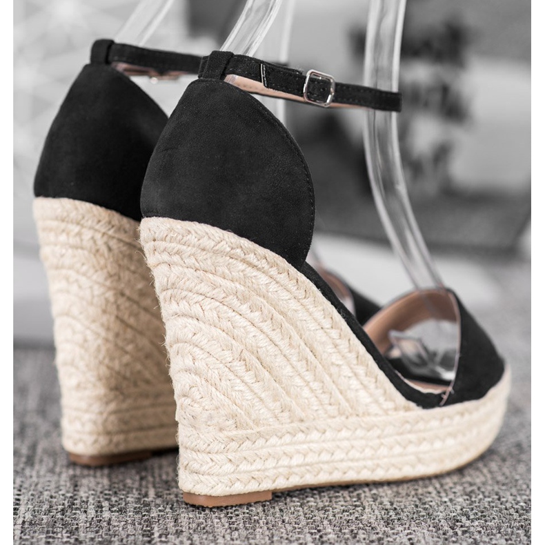 SHELOVET Sexy Keilsandaletten schwarz 2