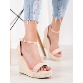 SHELOVET Sexy Keilsandaletten rosa 1